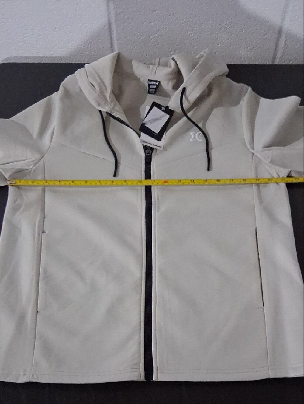 Hurley Bone Zip-Up Hoodie with Black Trim - Picture 11 of 12
